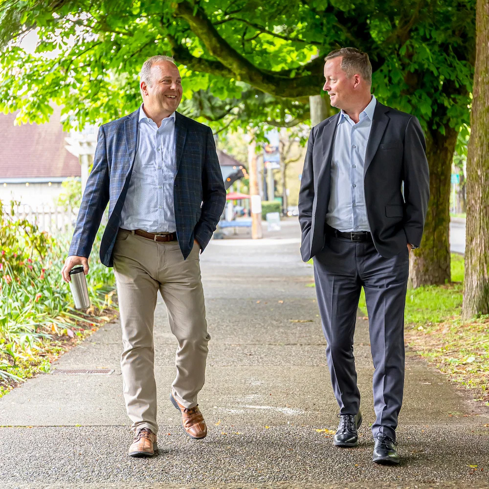 two men walking together